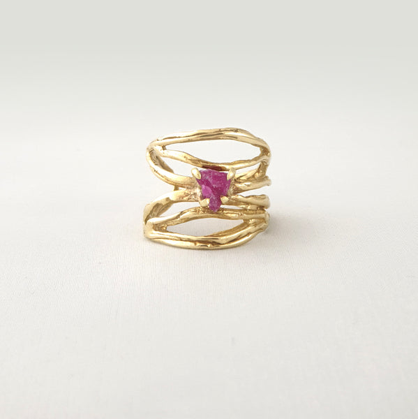 Twiglet Raw Ruby Ring