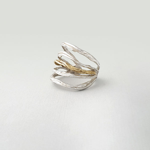 Twiglet Two Tone Ring Silver Side