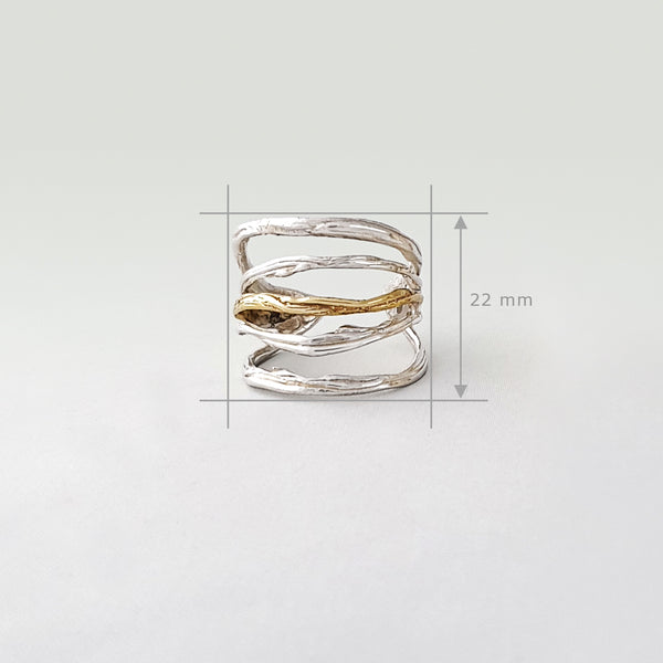 Twiglet Two Tone Ring Silver Measurements