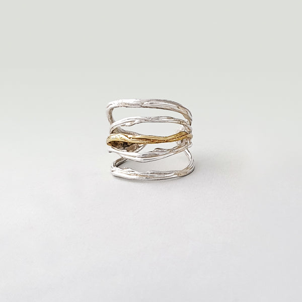 Twiglet Two Tone Ring Silver