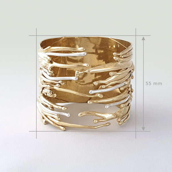 Waterfall Two Tone Cuff Bracelet Measurements