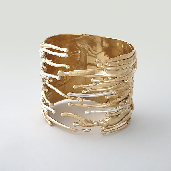 Waterfall Two Tone Cuff Bracelet Side