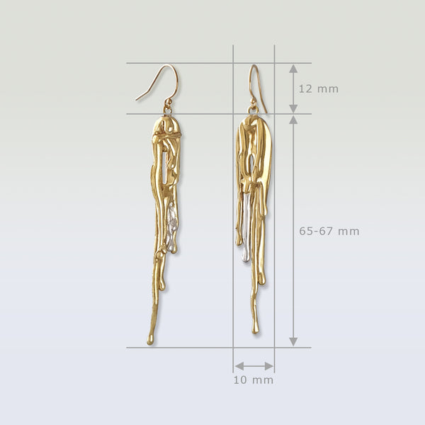 Waterfall Two Tone Earrings Measurements