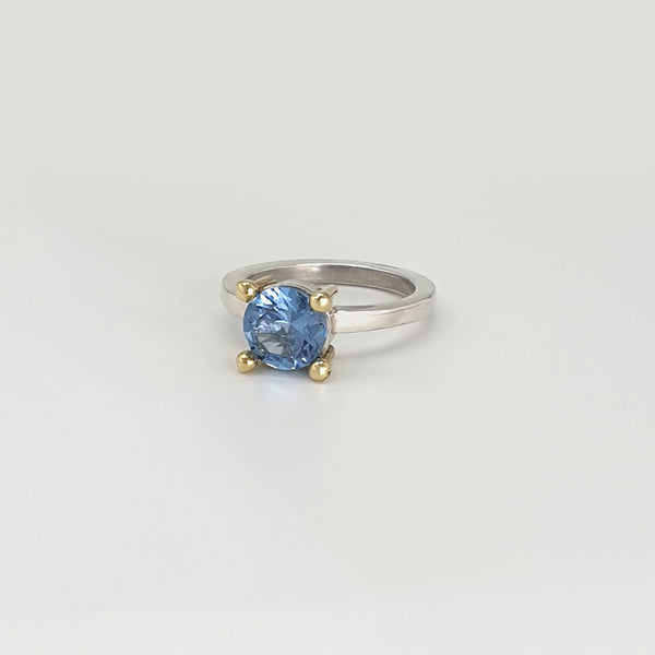 Aquamarine Ring Gold and Silver Side