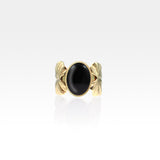 Art Deco Leaf Black Onyx Ring