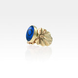 Art Deco Leaf Blue Abalone Ring Side View