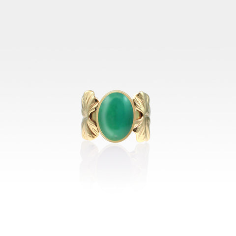 Art Deco Leaf Green Onyx Ring
