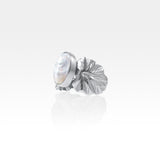 Art Deco Leaf Mother of Pearl Ring Silver Side View