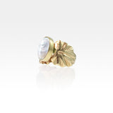 Art Deco Leaf Mother of Pearl Ring Side View