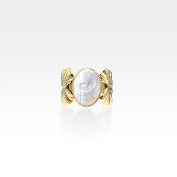 Art Deco Leaf Mother of Pearl Ring