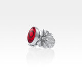 Art Deco Leaf Red Abalone Ring Silver Side View