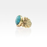 Art Deco Leaf Turquoise Ring Side View