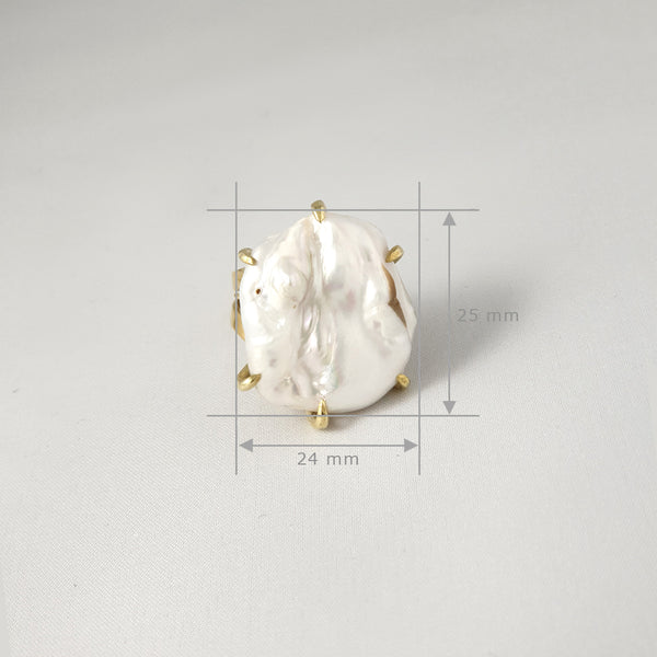 Baroque Pearl Ring Large Measurements