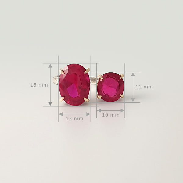 Double Ruby Ring Front Measurements