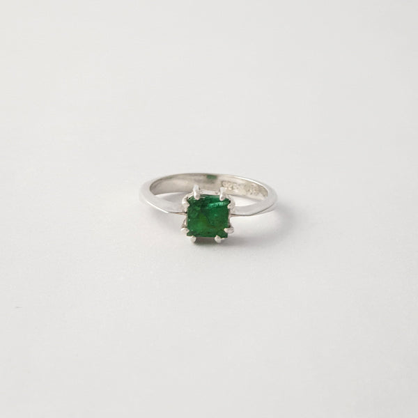 Multi-Facet Emerald Ring Silver Limited Edition 1