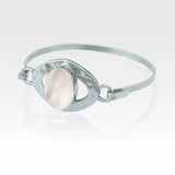 Hammered Bangle Mother of Pearl Shell Silver
