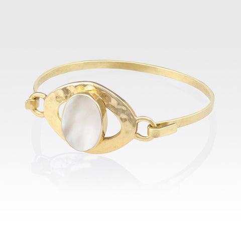 Hammered Bangle Mother of Pearl Shell