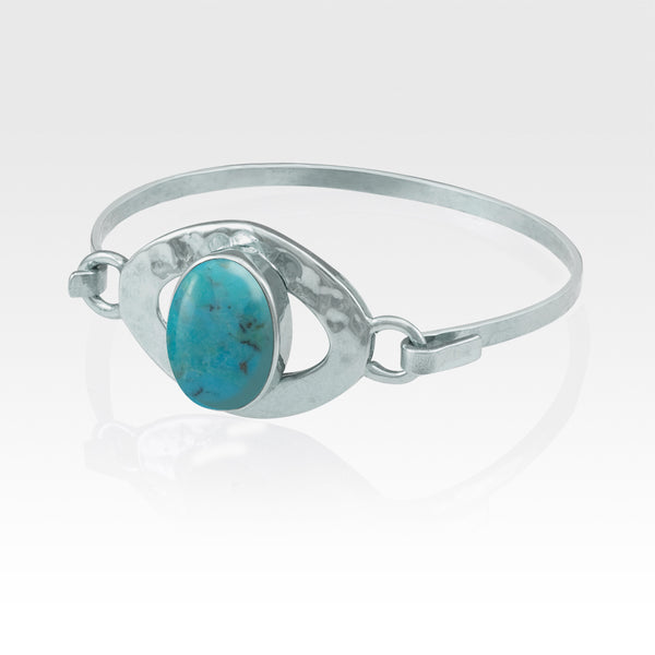 Hammered Bangle Turquoise Silver