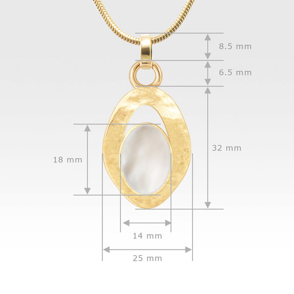 Hammered Pendant Mother of Pearl Shell Measurements