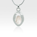 Hammered Pendant Mother of Pearl Shell Silver