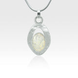 Hammered Pendant Vintage Glass White Silver