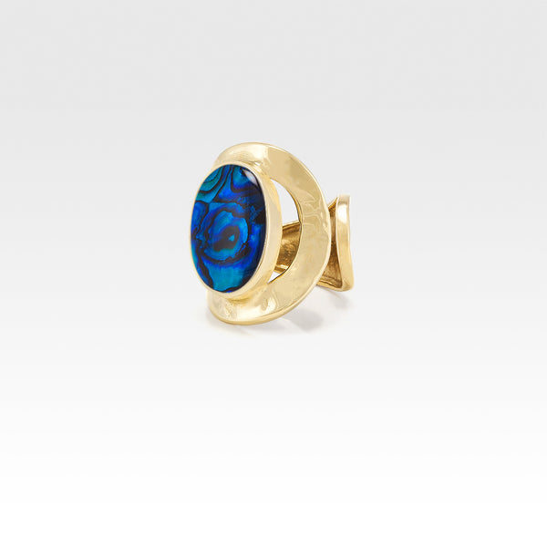 Hammered Ring Abalone Blue
