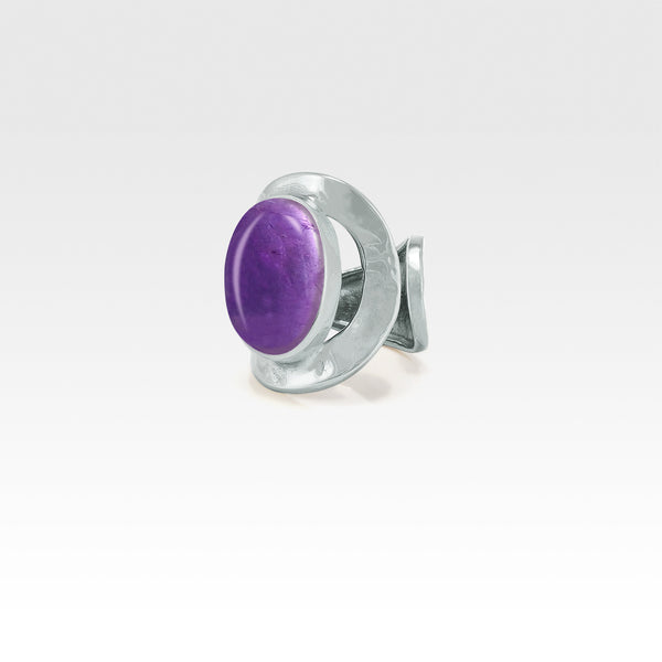 Hammered Ring Amethyst Silver