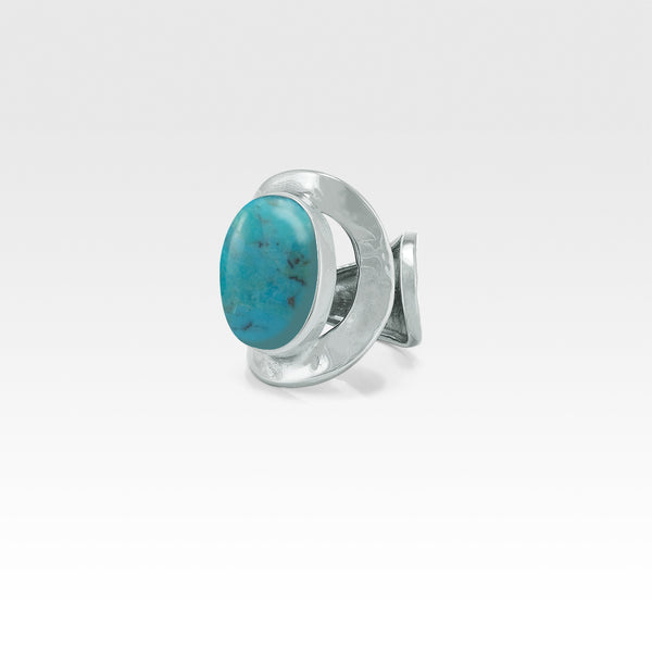 Hammered Ring Turquoise Silver