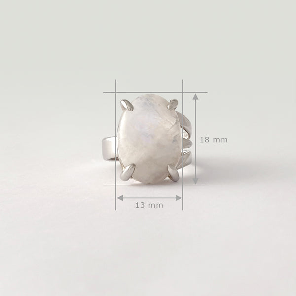 Moonstone Ring Silver Measurements