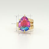 Tourmaline Ring Pink and Blue Measurements