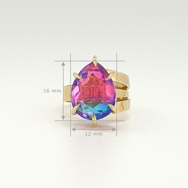 Tourmaline Ring Pink and Blue Measurements