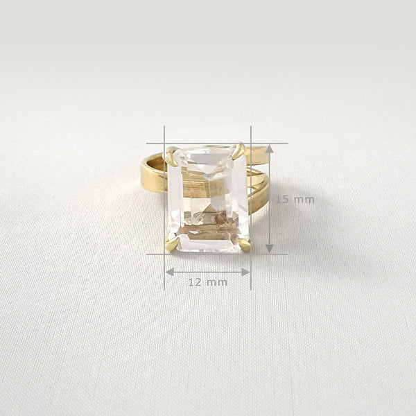 Multi-Facet Clear Quartz Rectangle Ring Limited Edition 1