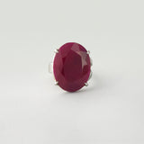 Multi-Facet Ruby Silver Ring Large