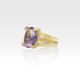 Multi-Facets Amethyst Oval Ring Side View
