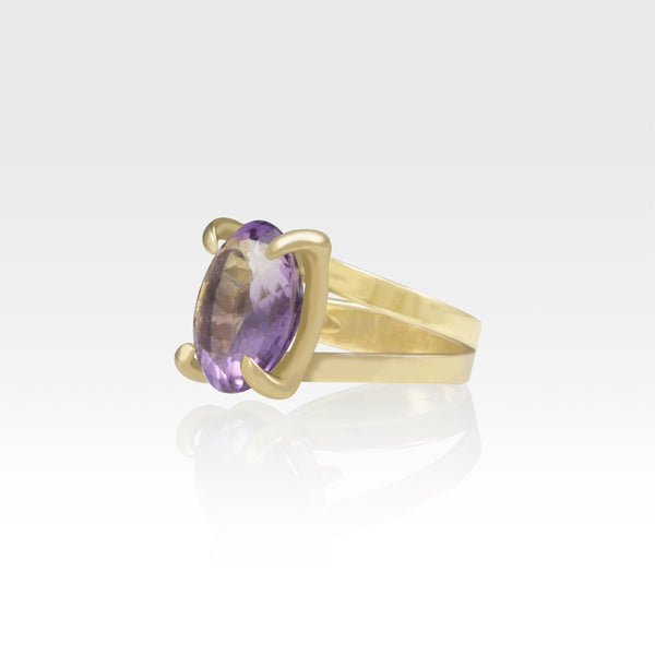 Multi-Facets Amethyst Oval Ring Side View