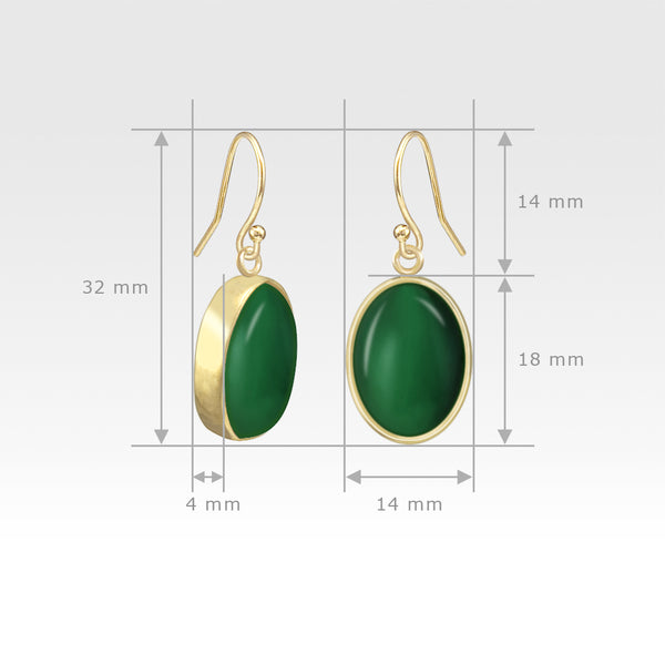 Oval Earrings - Green Onyx Measurements