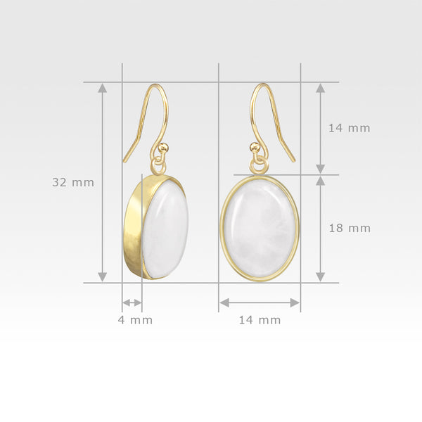 Oval Earrings - Clear Quartz Measurements