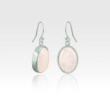 Oval Earrings - Rose Quartz Silver