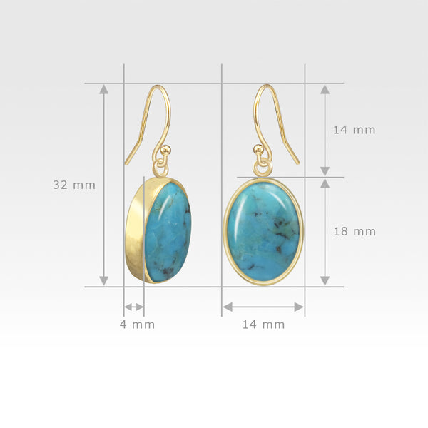 Oval Earrings - Turquoise Measurements