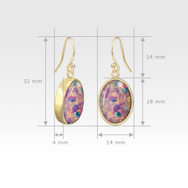 Oval Earrings - Vintage Glass Opal Measurements