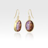 Oval Earrings - Vintage Glass Purple