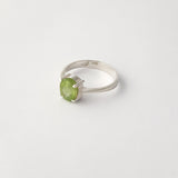 Multi-Facet Oval Peridot Silver Ring Side Limited Edition 1