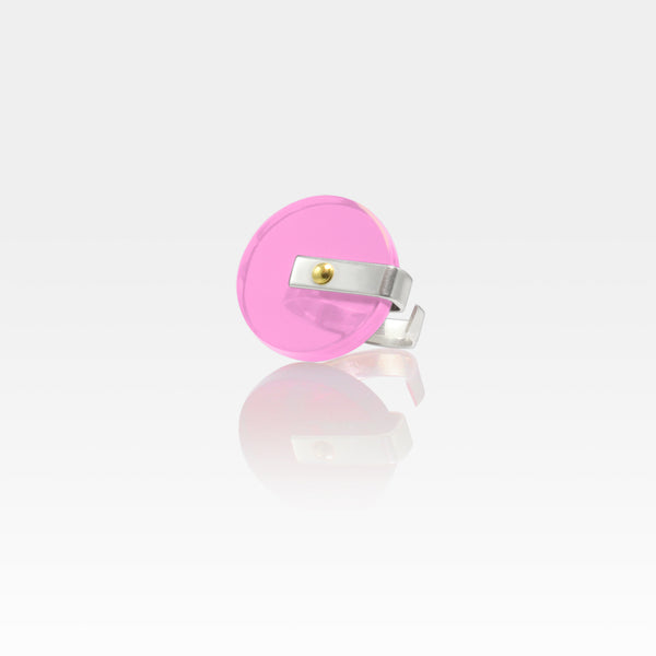 Plexiglas Rivet Circle Ring - Pink