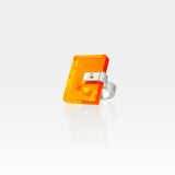 Plexiglas Rivet Rectangle Ring - Orange