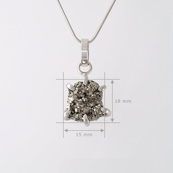 Pyrite Pendant Small Silver Measurements