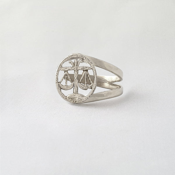 Star Signs Libra Ring Silver Side
