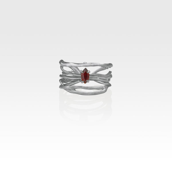 Twiglet Garnet Ring Silver
