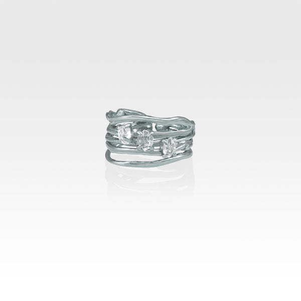 Twiglet Himalayan Diamond Ring Silver