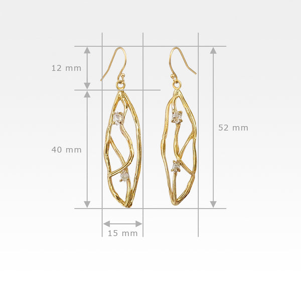 Twiglet Himalayan Diamond Earrings Measurements