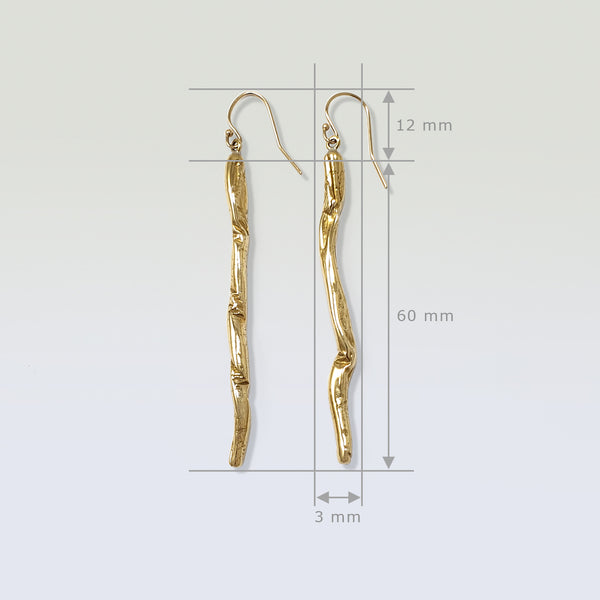 Twiglet Rod Earrings Long Measurements